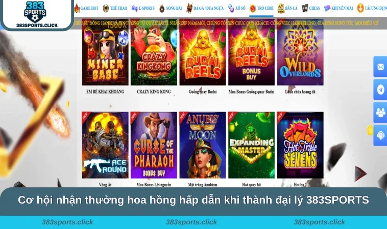 Cơ hội nhận thưởng hoa hồng hấp dẫn khi thành đại lý 383SPORTS