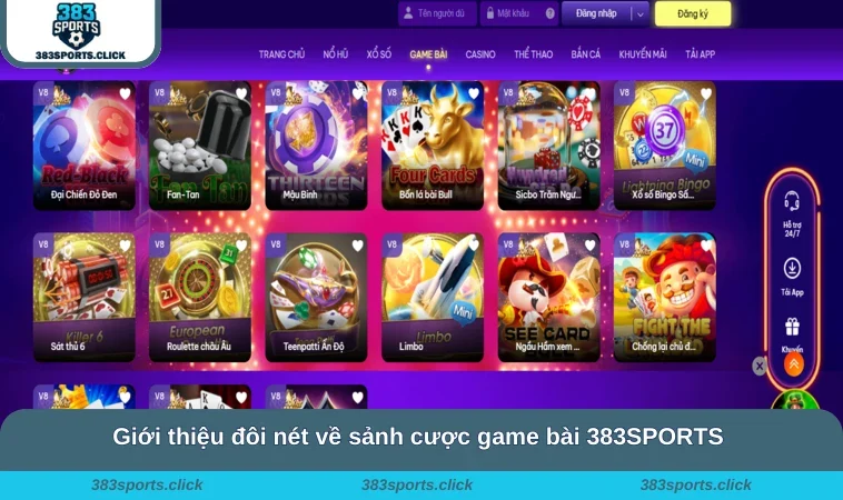 Giới thiệu đôi nét về sảnh cược game bài 383SPORTS 